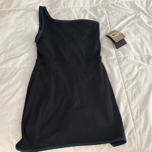 Nike Women’s Black One-Shoulder Dress with Navy Trim